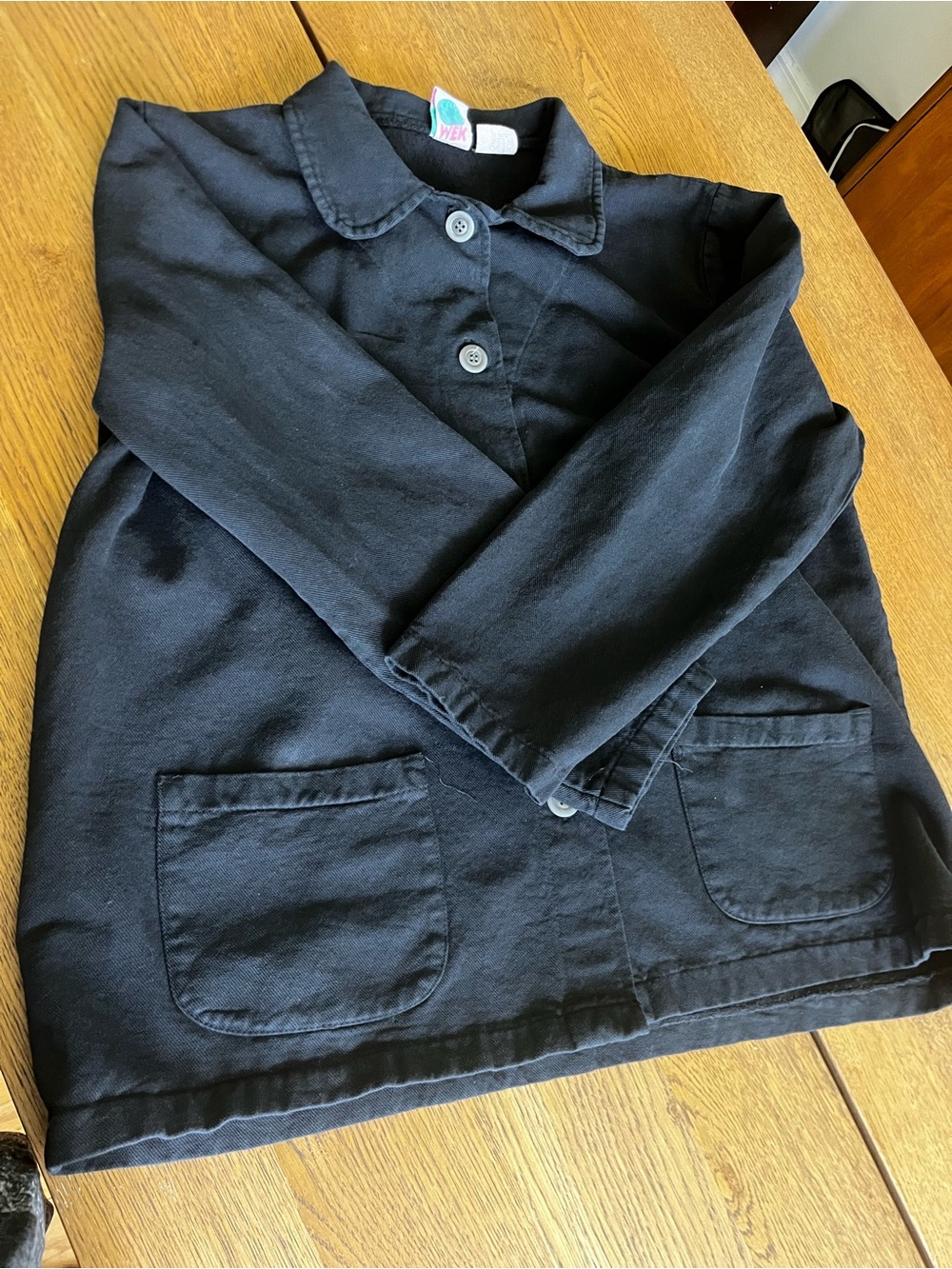 Vintage 1980’s WEK Black Button-Down 100% Cotton Chore Coat. Rare find!! - Picture 4 of 13